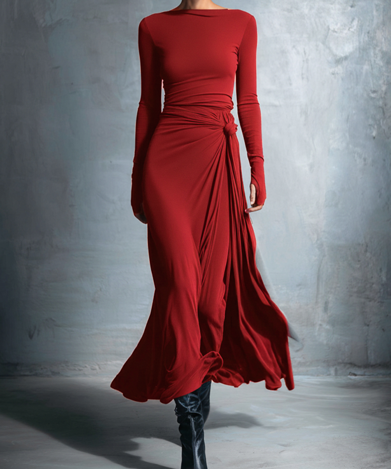 Freja - Maxikjole med knude i siden