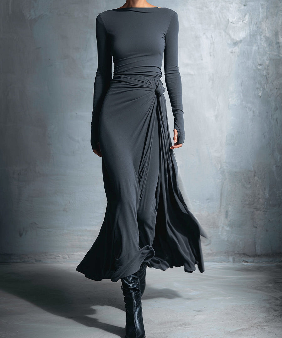 Freja - Maxikjole med knude i siden