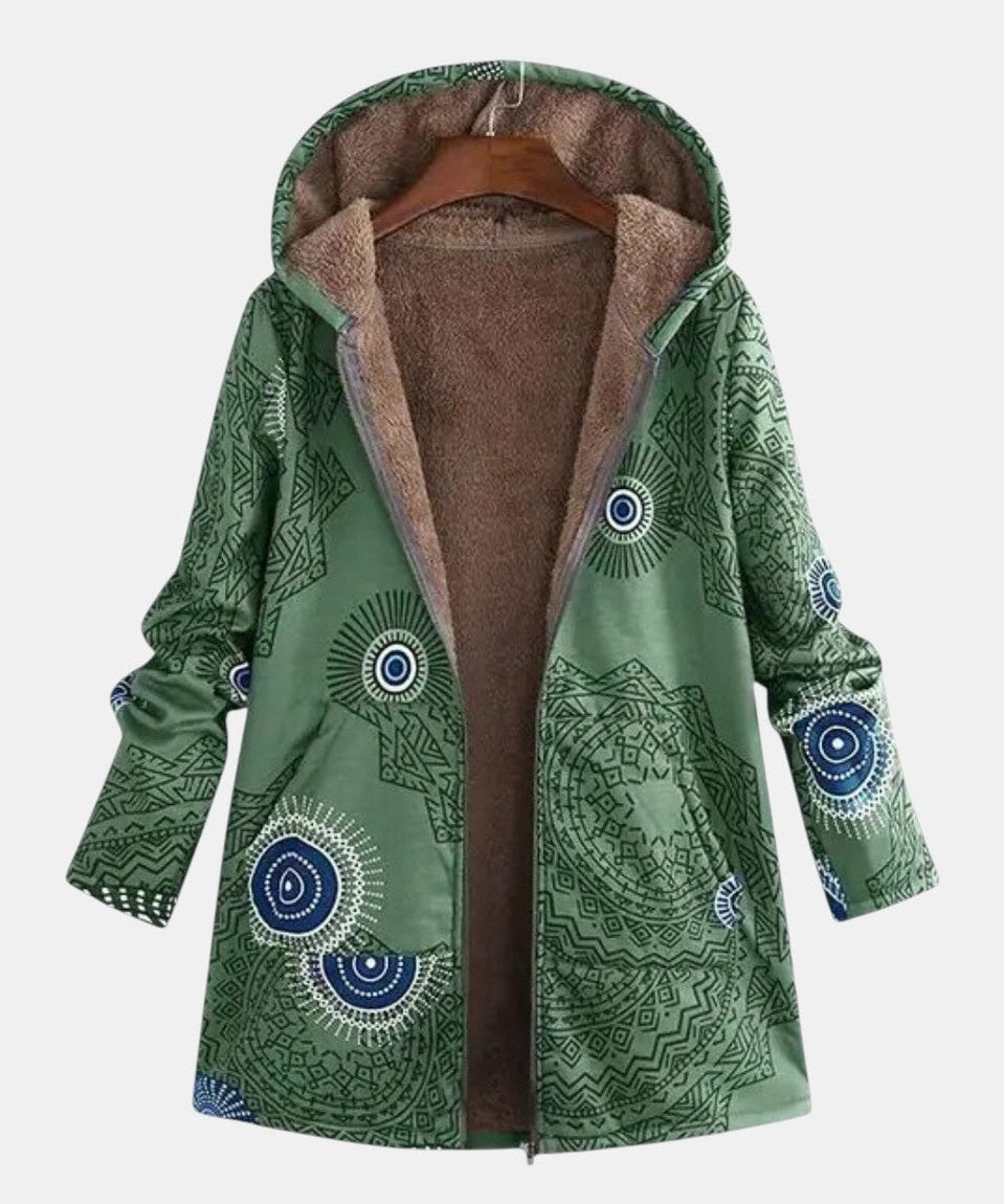 Sage | Tribal Mønster Sherpa Jakke