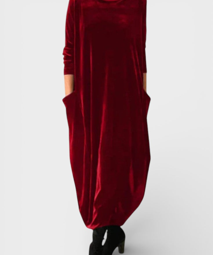 Saskia™ | Elegant fløjls­kjole med lommer