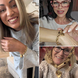 Tykt hjertearmbånd i guld