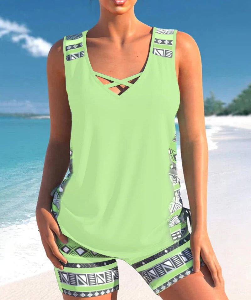 Grethe – Tankini-sæt med geometrisk mønster